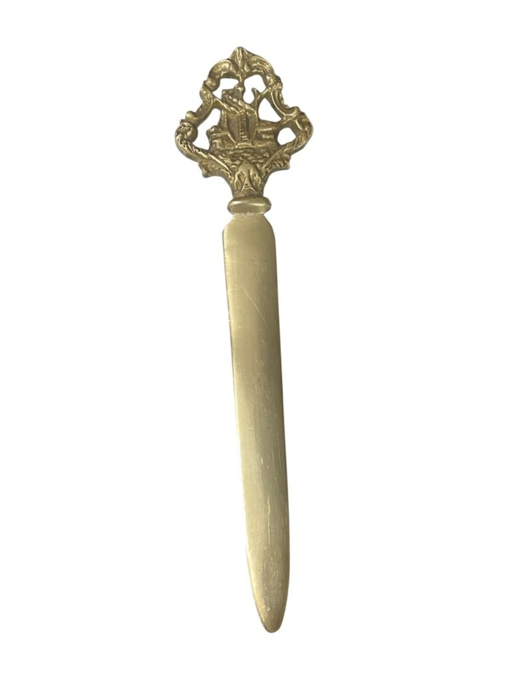 Vintage Solid Brass Letter Opener Nautical Designs 7.875" x 2.875"